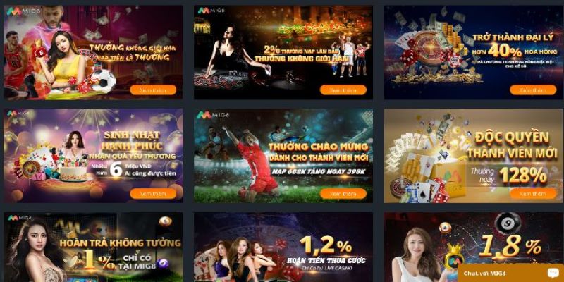 Các tựa game trong casino trực tuyến tại nhà cái Mig8 