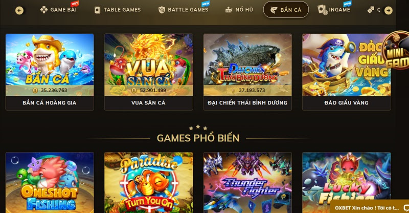 Tổng quan về game bắn cá Oxbet