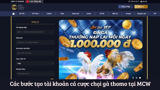 Các bước tạo tài khoản cá cược chọi gà thomo tại MCW